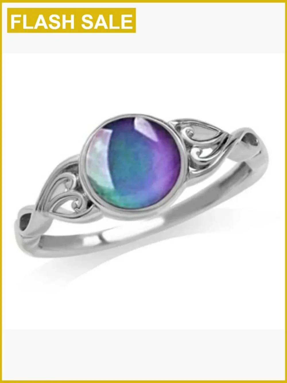 925 Sterling Silver Mood Ring CZ Eternity Band Size 9